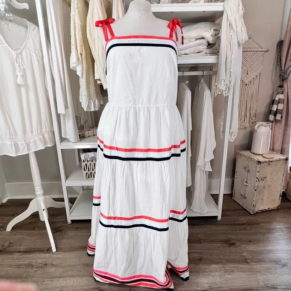 Lane Bryant Dresses & Skirts - Lane Bryant women's size 16 white maxi dress, nautical, beachy, coastal #1305